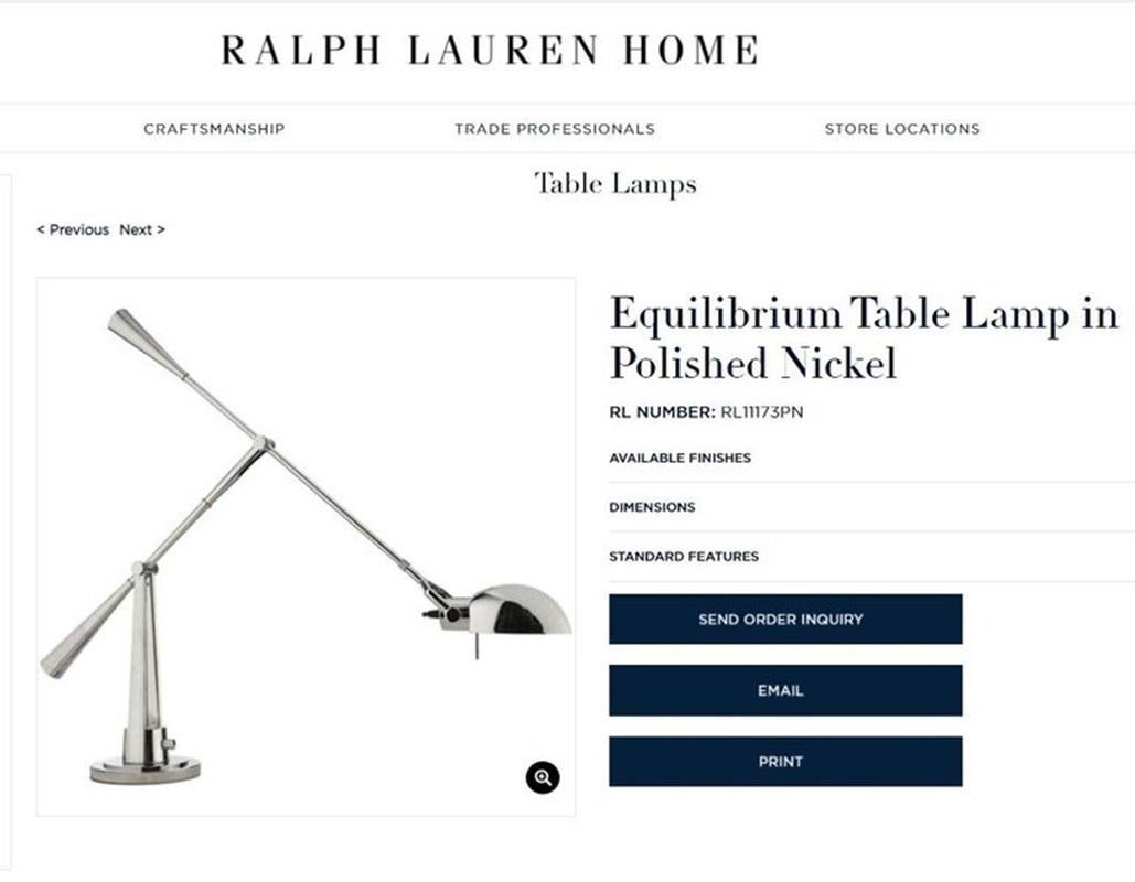 Mid-Century Modern Pair of Extra Large Ralph Lauren Equilibrium Table Lamps Swivel Tilt Functions
