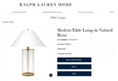 Pair of Extra Large Ralph Lauren Glass & Brass Storm Lantern Table Lamps +Shades