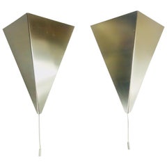 Pair of Extraordinary Triangle Metal Sconces by Bankamp, Germany, 1960s