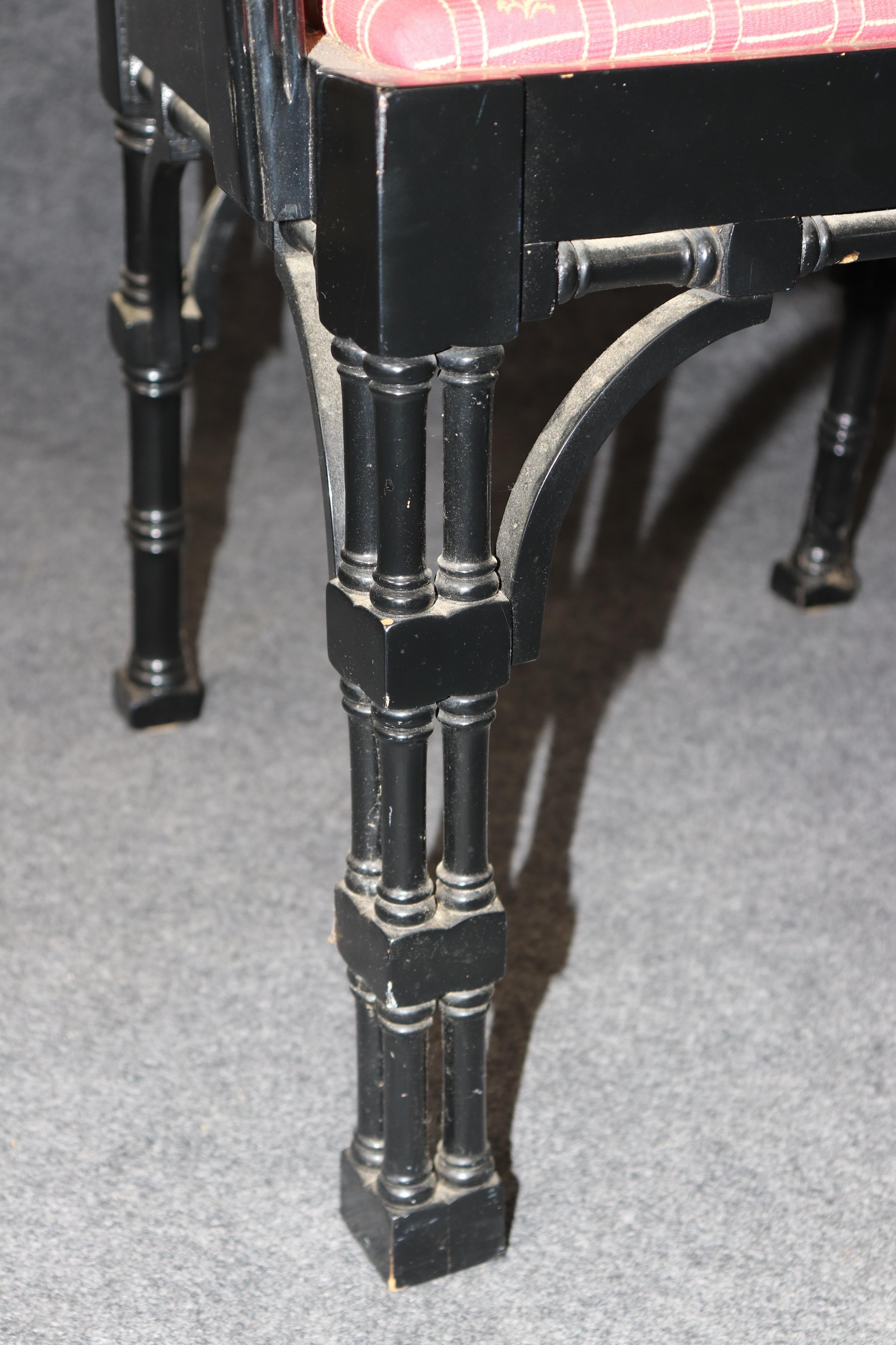 Pair of Extraordinary Ebonized Chinese Chippendale Armchairs from England For Sale 1