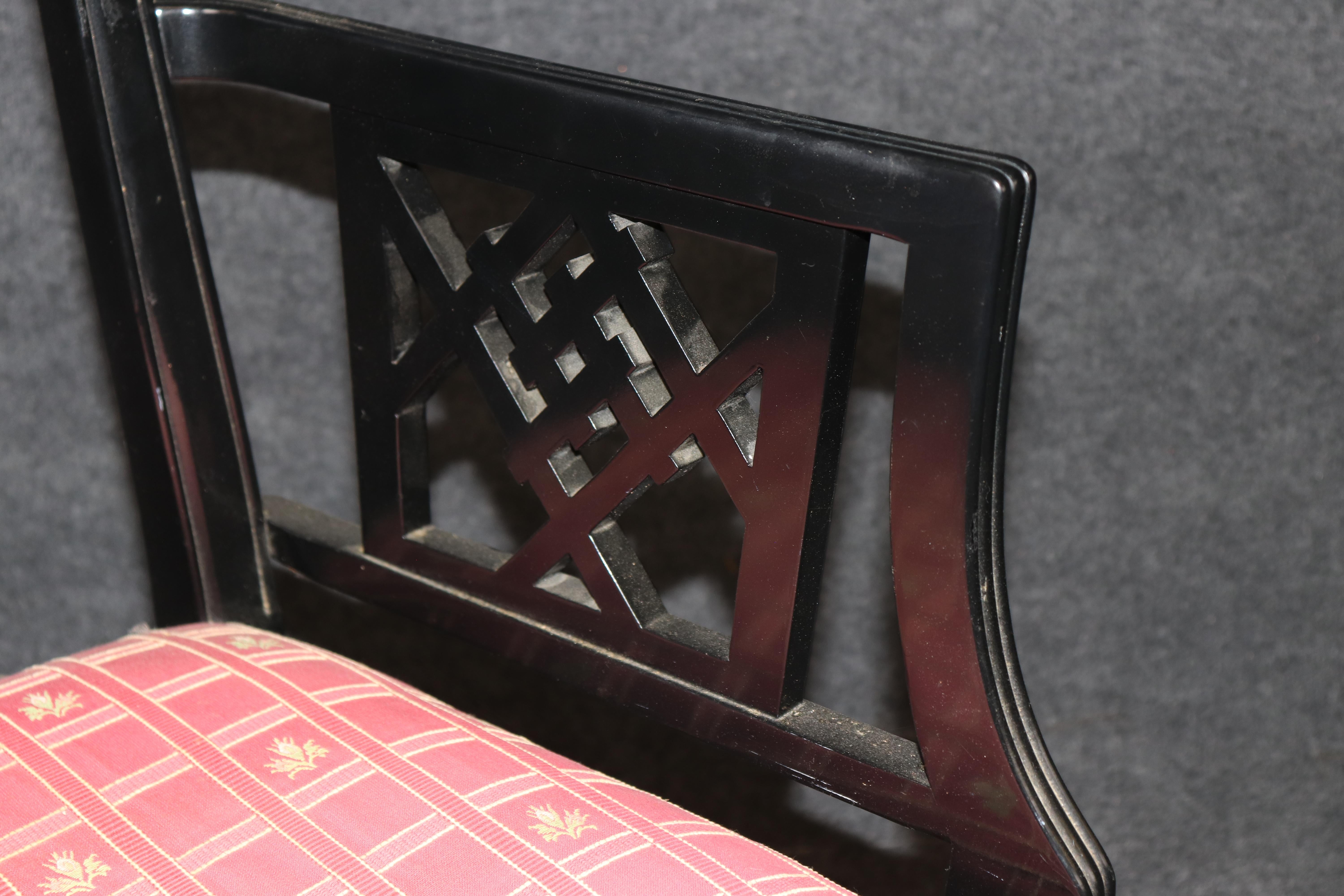 Pair of Extraordinary Ebonized Chinese Chippendale Armchairs from England For Sale 2