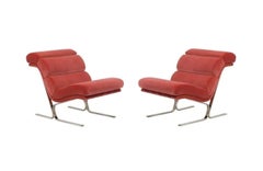 Pair of Extraordinary Lounge Club Chairs Cantilevered, 1970s