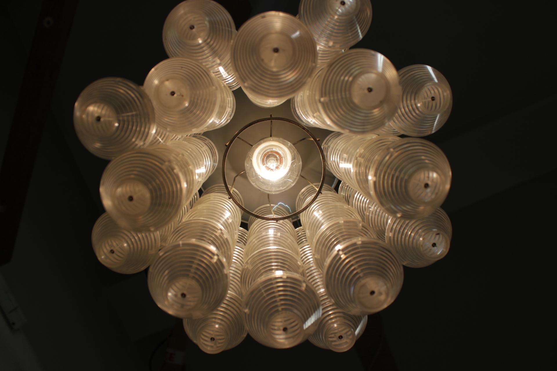 Aluminum Pair of Extraordinary Napako Pendants / Chandeliers, 1970s For Sale