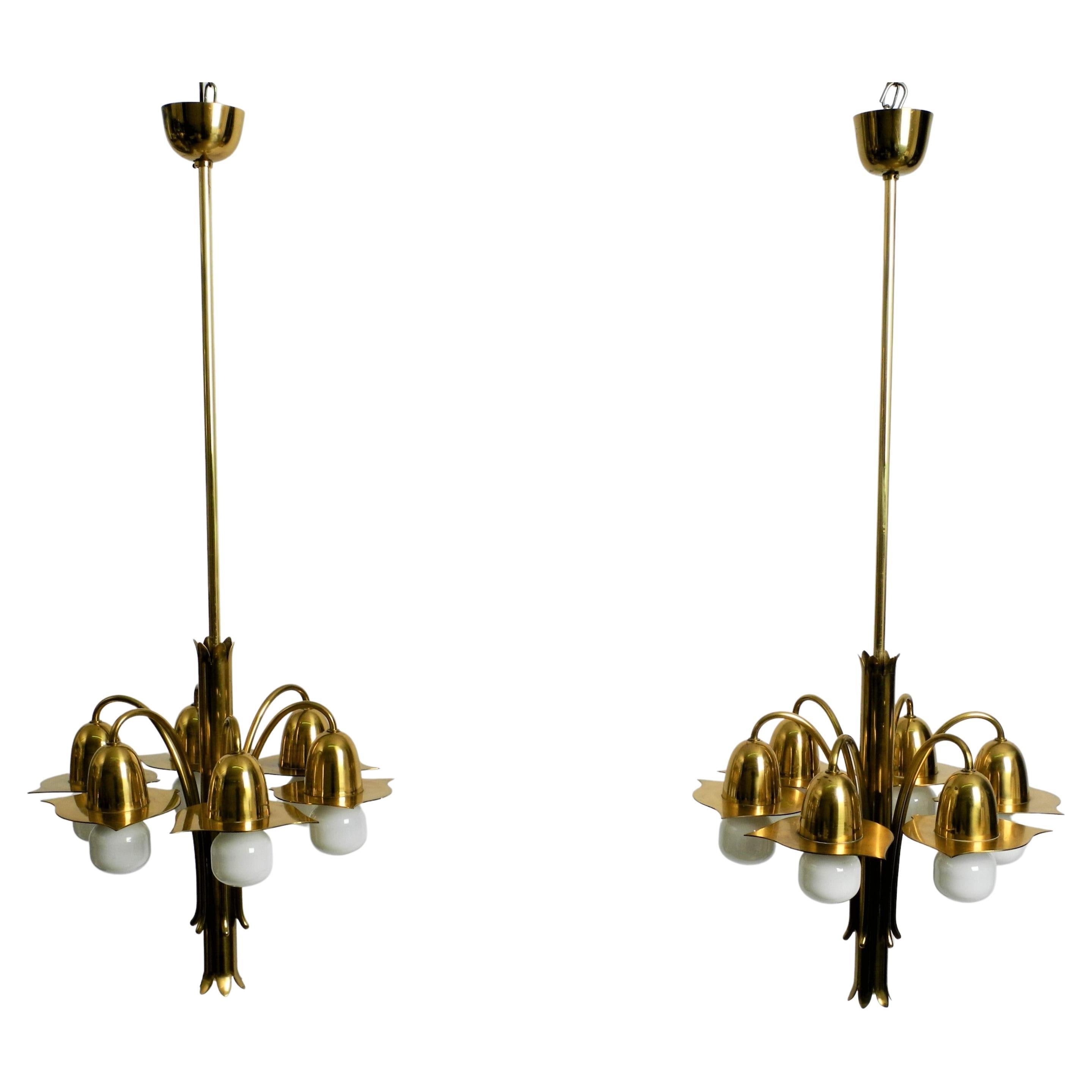Pair of Richard Riemerschmid Pendant Lamps Chandeliers Art Nouveau, Germany 1920 For Sale