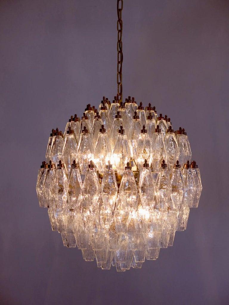 Late 20th Century Pair of Extraordinary Spherical Poliedri Chandeliers Murano For Sale