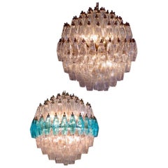 Pair of Extraordinary Spherical Poliedri Chandeliers Murano