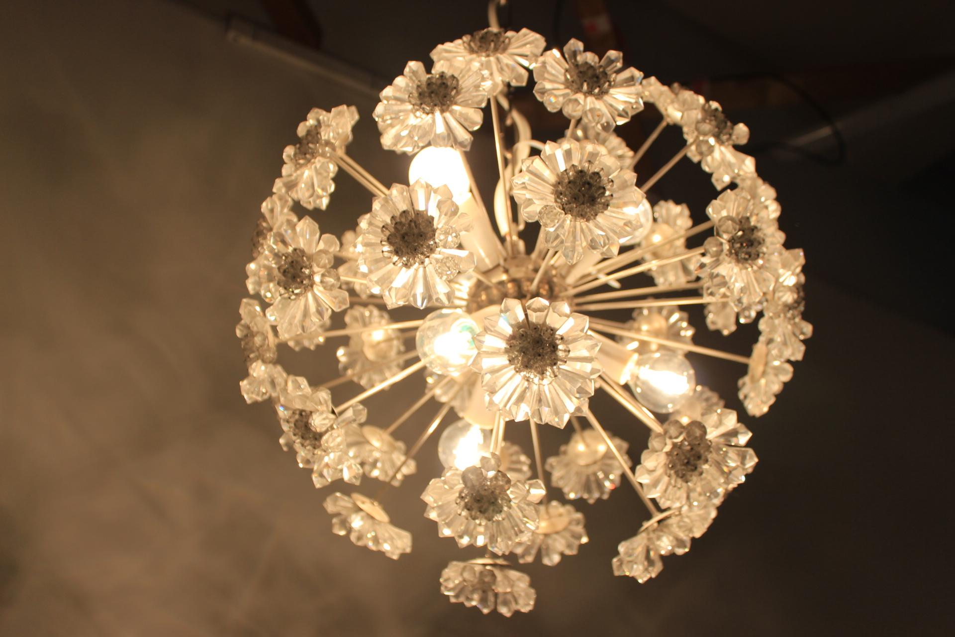 Czech Pair of Extraordinary Sputnik/Dandelion Chandeliers in Style of Stejnar, 1960 For Sale