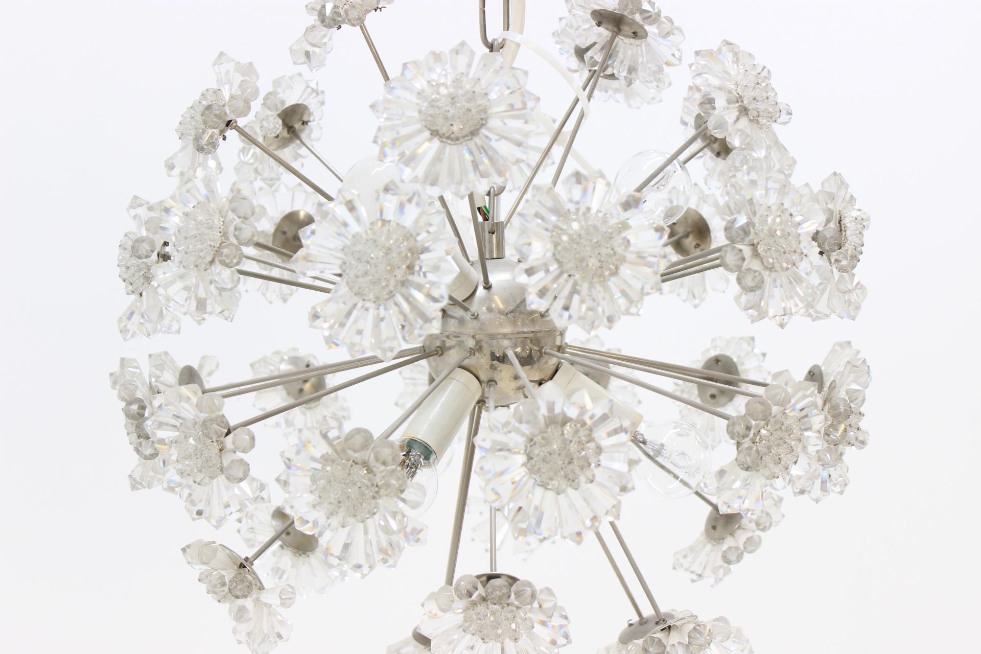 Glass Pair of Extraordinary Sputnik/Dandelion Chandeliers in Style of Stejnar, 1960 For Sale