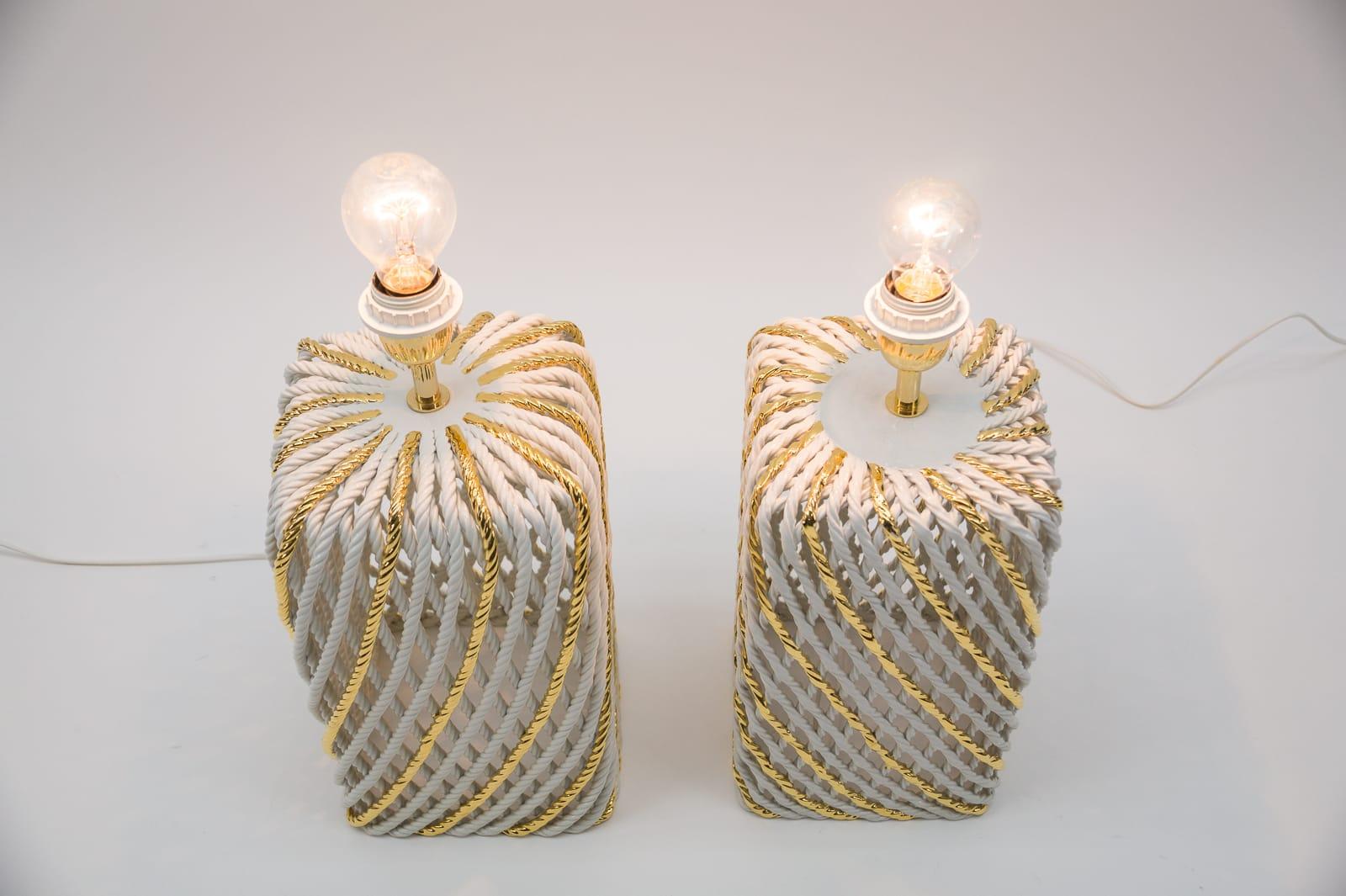 Pair of Extravagant Ceramic Braid Table Lamps, 1980s Italy For Sale 6