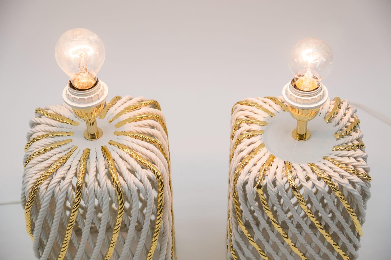 Pair of Extravagant Ceramic Braid Table Lamps, 1980s Italy For Sale 12