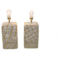 Pair of Extravagant Ceramic Braid Table Lamps, 1980s Italy