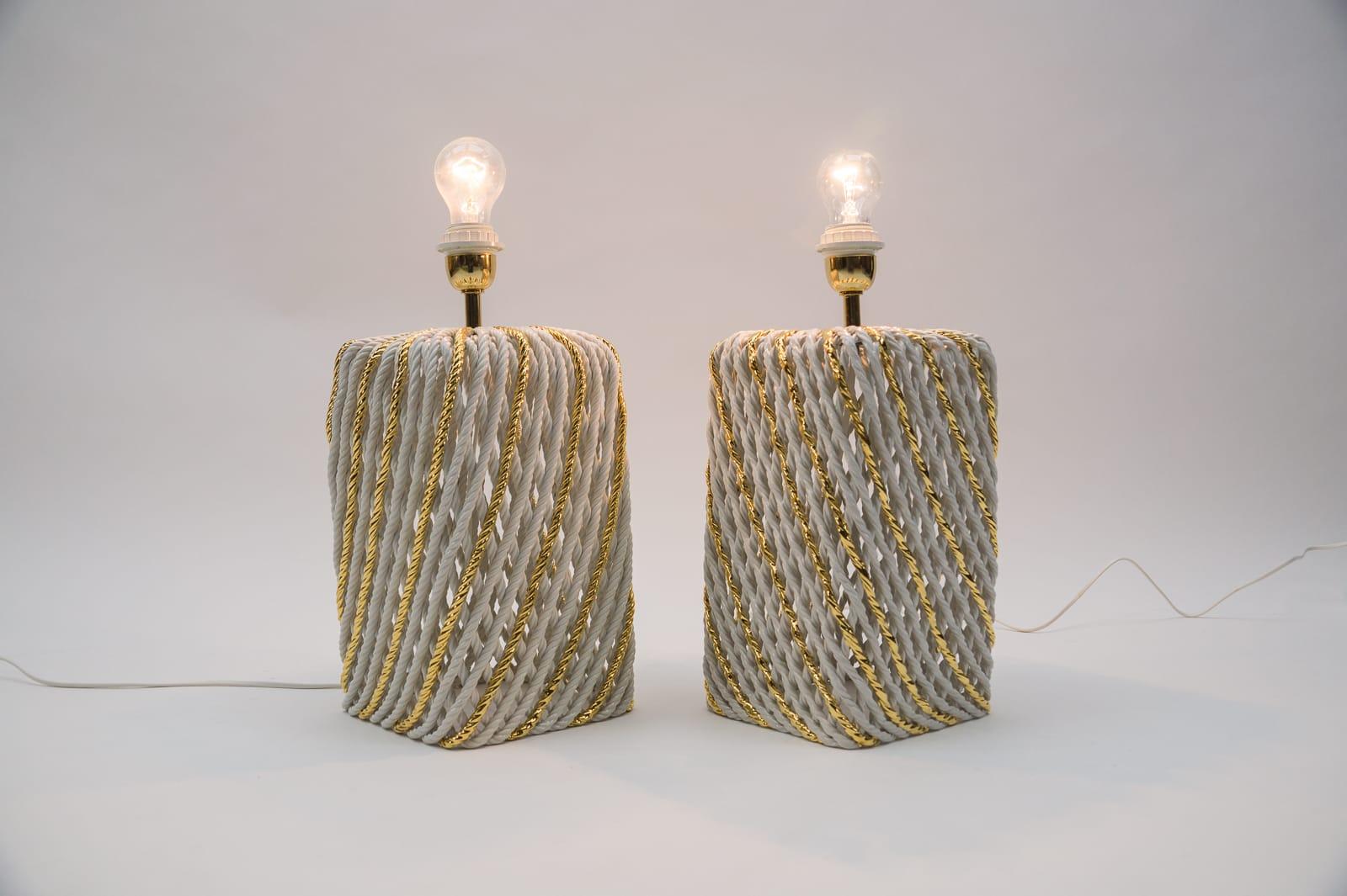 Pair of Extravagant Ceramic Braid Table Lamps, 1980s Italy For Sale 2