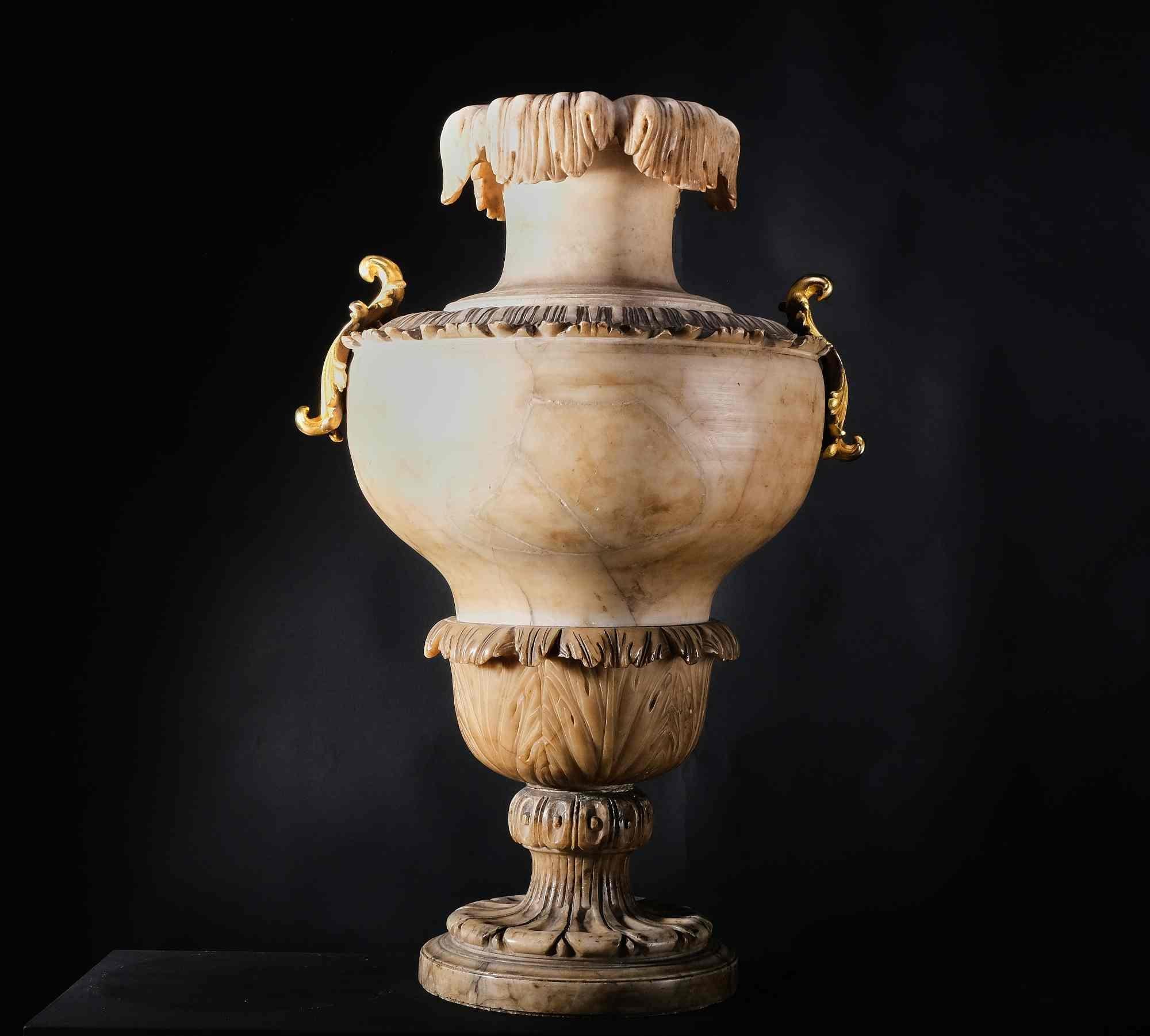 Gilt Pair of extremely rare Alabaster vases, Italy, 1st half of 18th century  For Sale
