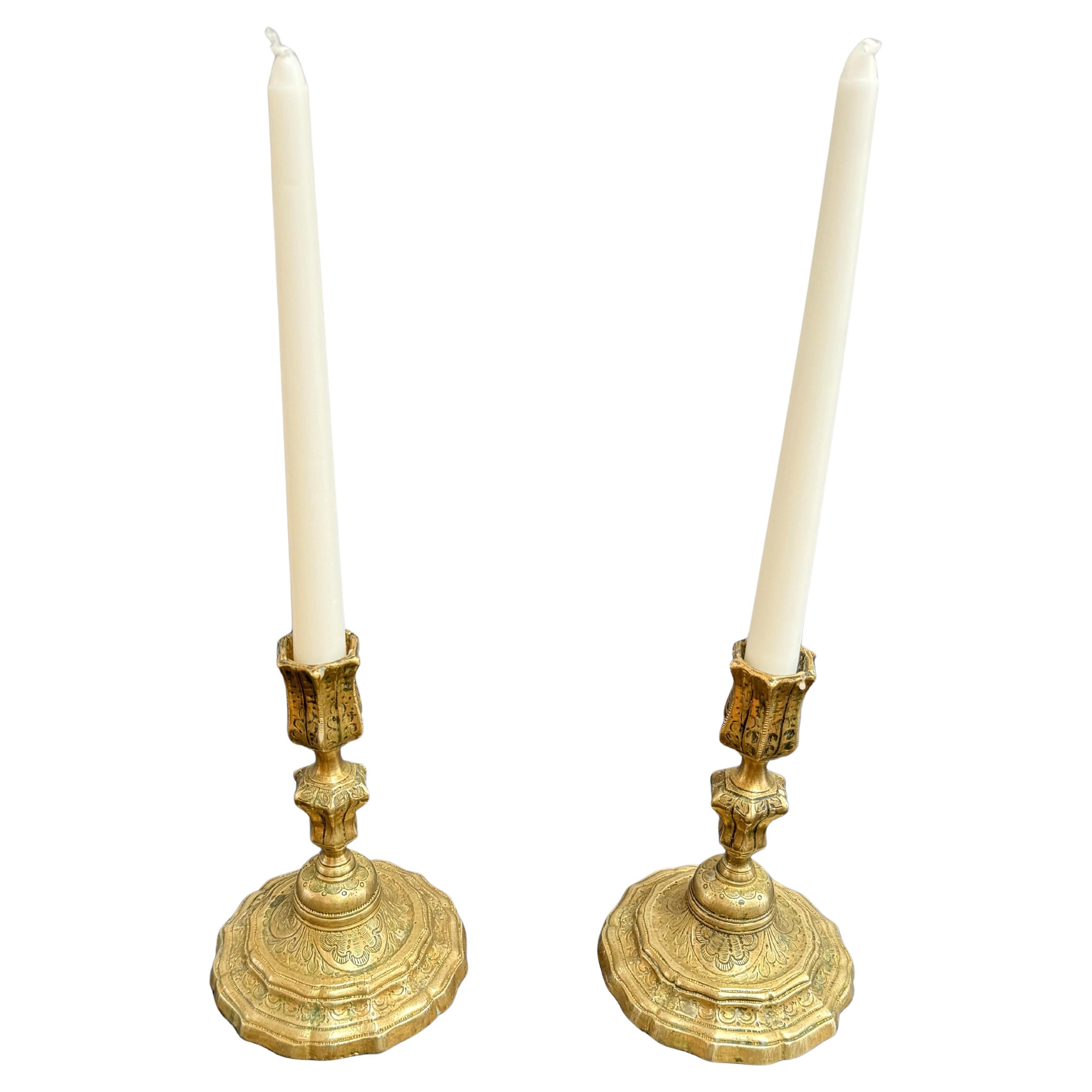 Pair of Extremely Rare Early 18th Century Regence Period Candlesticks For Sale