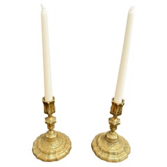 Pair of Extremely Rare Early 18th Century Regence Period Candlesticks