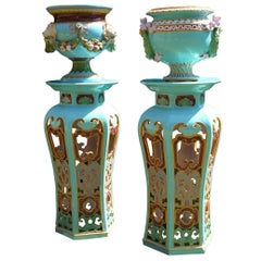 Coppia di maioliche estremamente rare firmate Minton 1871 Inghilterra