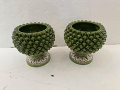 Pair of Eye Catching Ceramic Pinecone Planters Vases