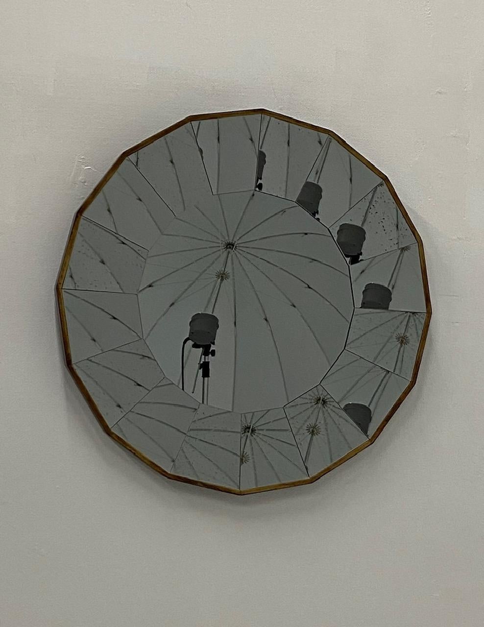Mid-20th Century Pair of Eye-Catching Mid-Century Modern Scalloped Round Mirror For Sale