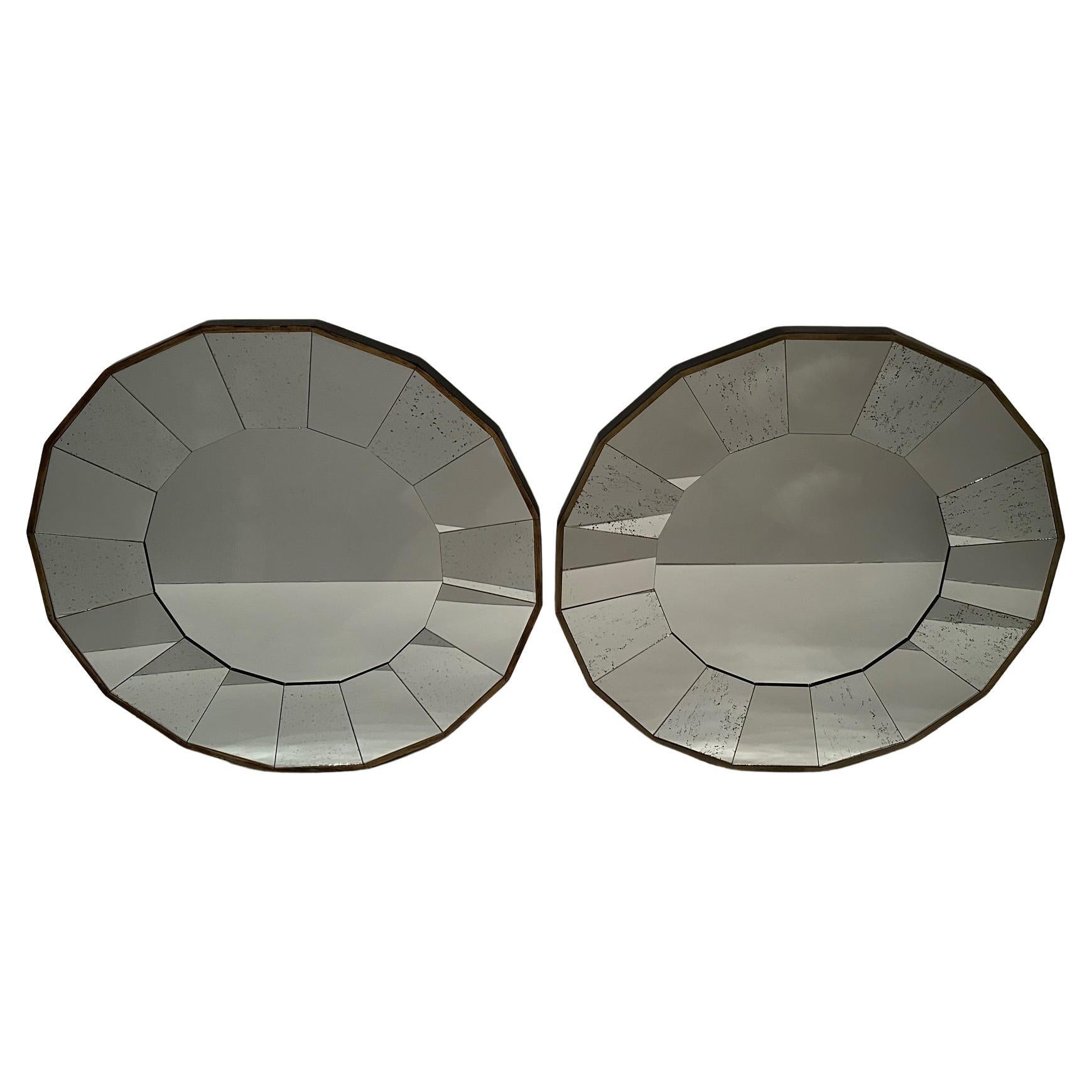 Pair of Eye-Catching Mid-Century Modern Scalloped Round Mirror