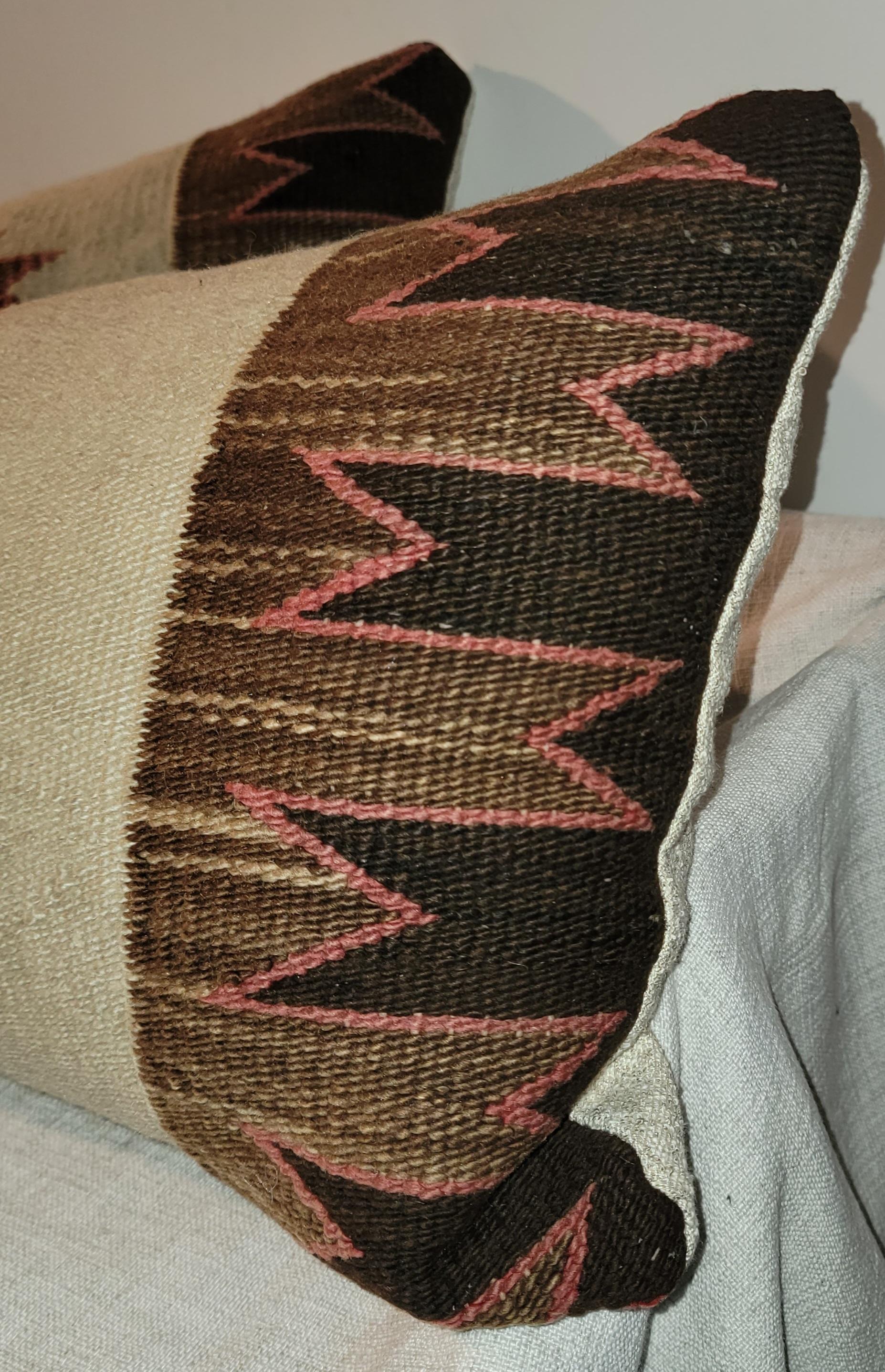 Pair of Eye Dazzler Navajo Indian Bolster Pillows In Good Condition For Sale In Los Angeles, CA