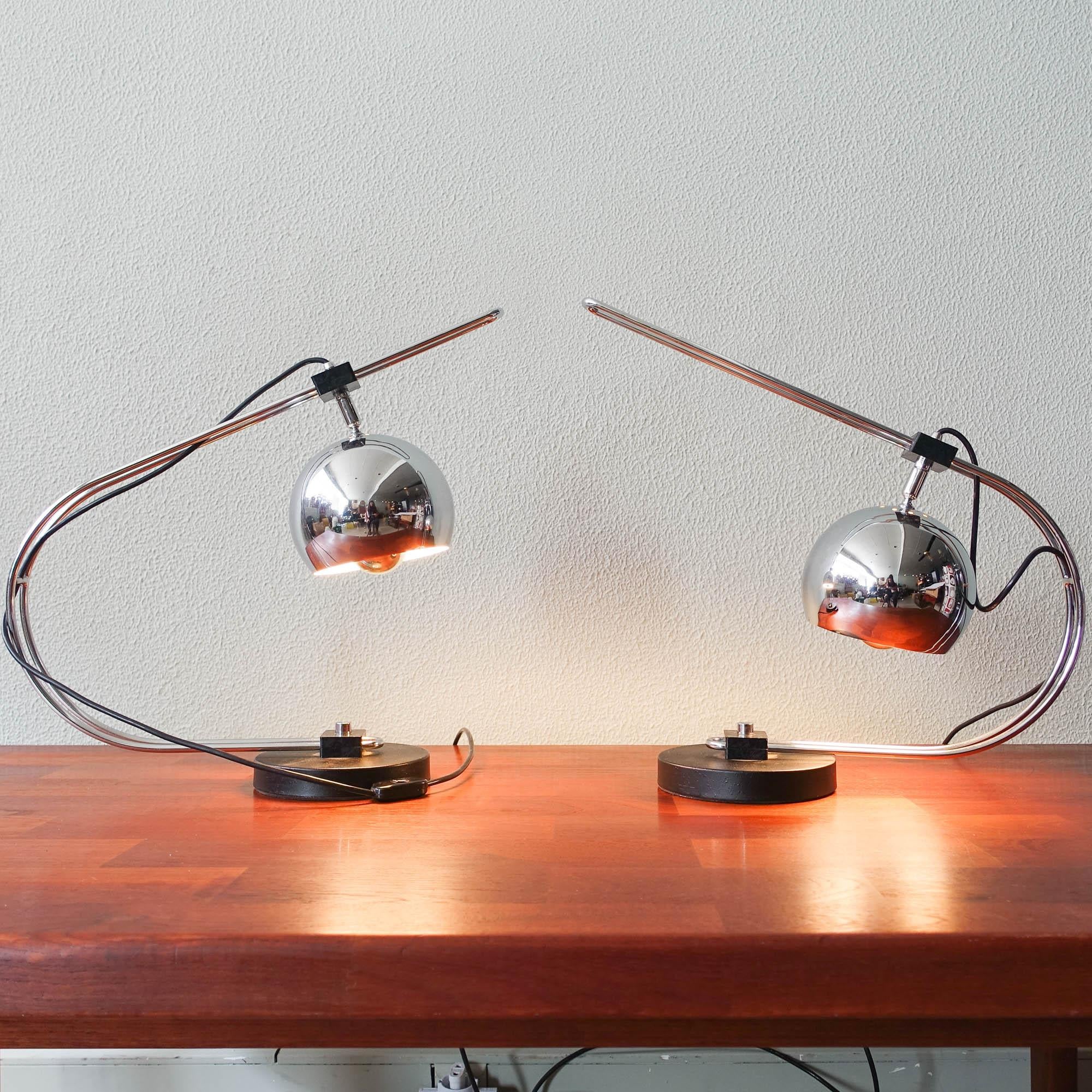 Paire de lampes de bureau Eyeball Reggiani, années 1970 1
