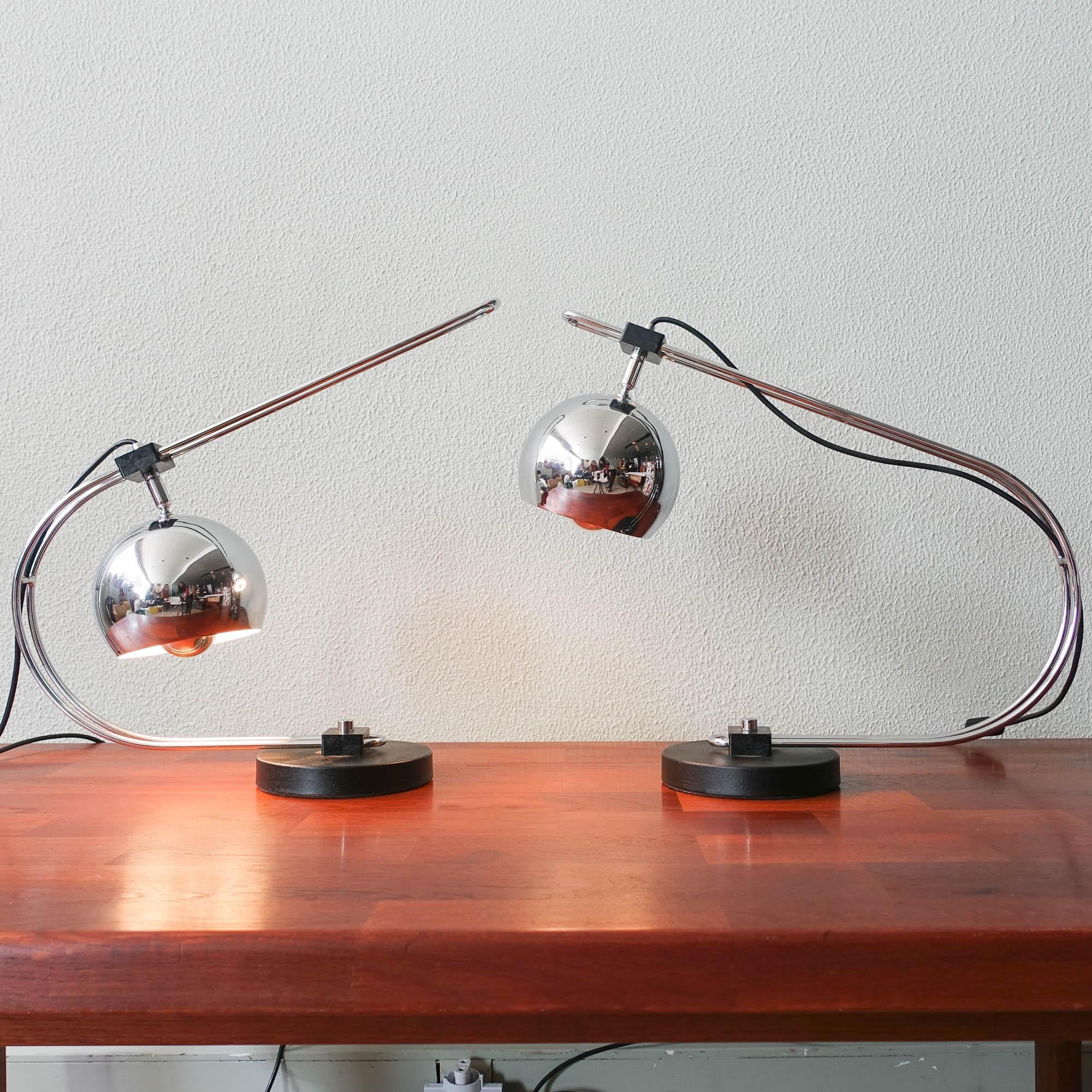 Paire de lampes de bureau Eyeball Reggiani, années 1970 2
