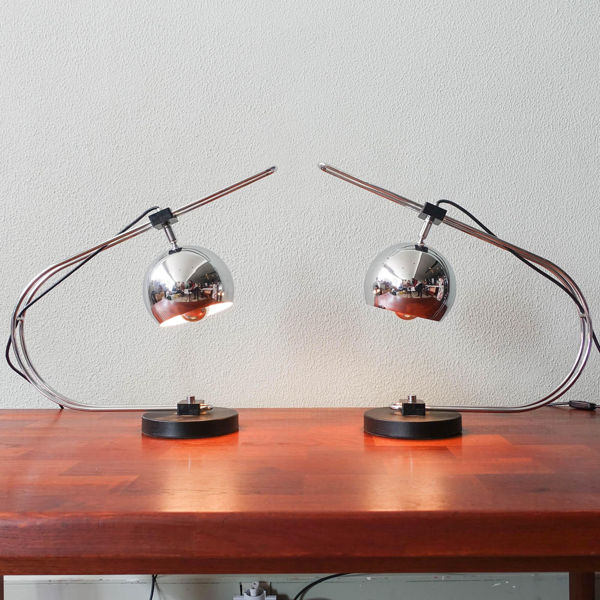 Paire de lampes de bureau Eyeball Reggiani, années 1970 3