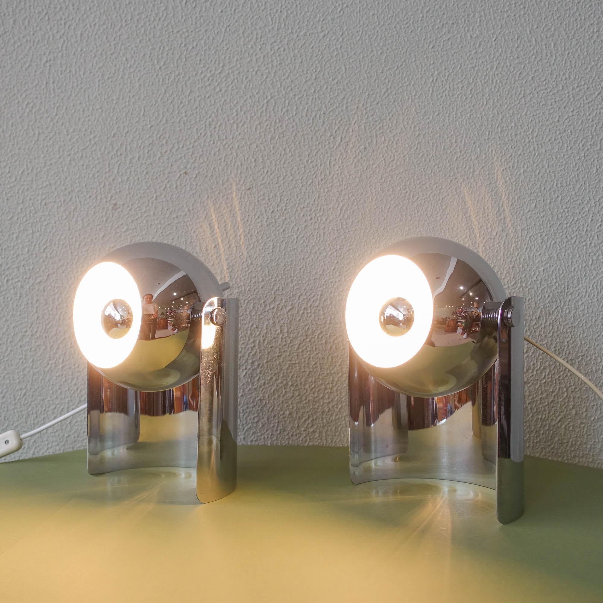 Mid-Century Modern Pair of Eyeball Reggiani Table Lamps, 1970's