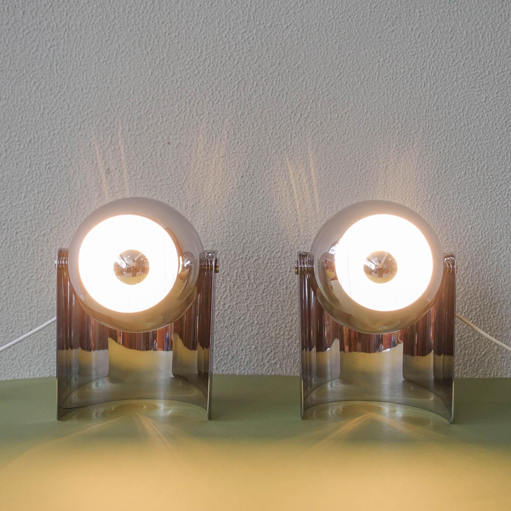 Italian Pair of Eyeball Reggiani Table Lamps, 1970's