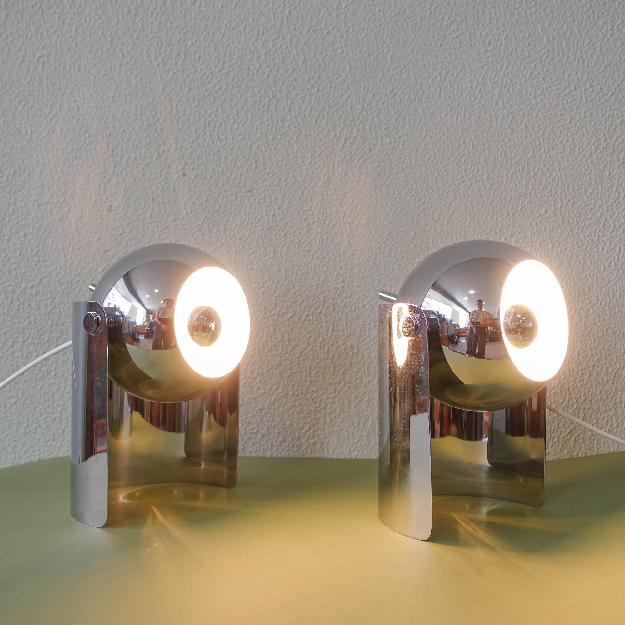 Pair of Eyeball Reggiani Table Lamps, 1970's In Good Condition In Lisboa, PT
