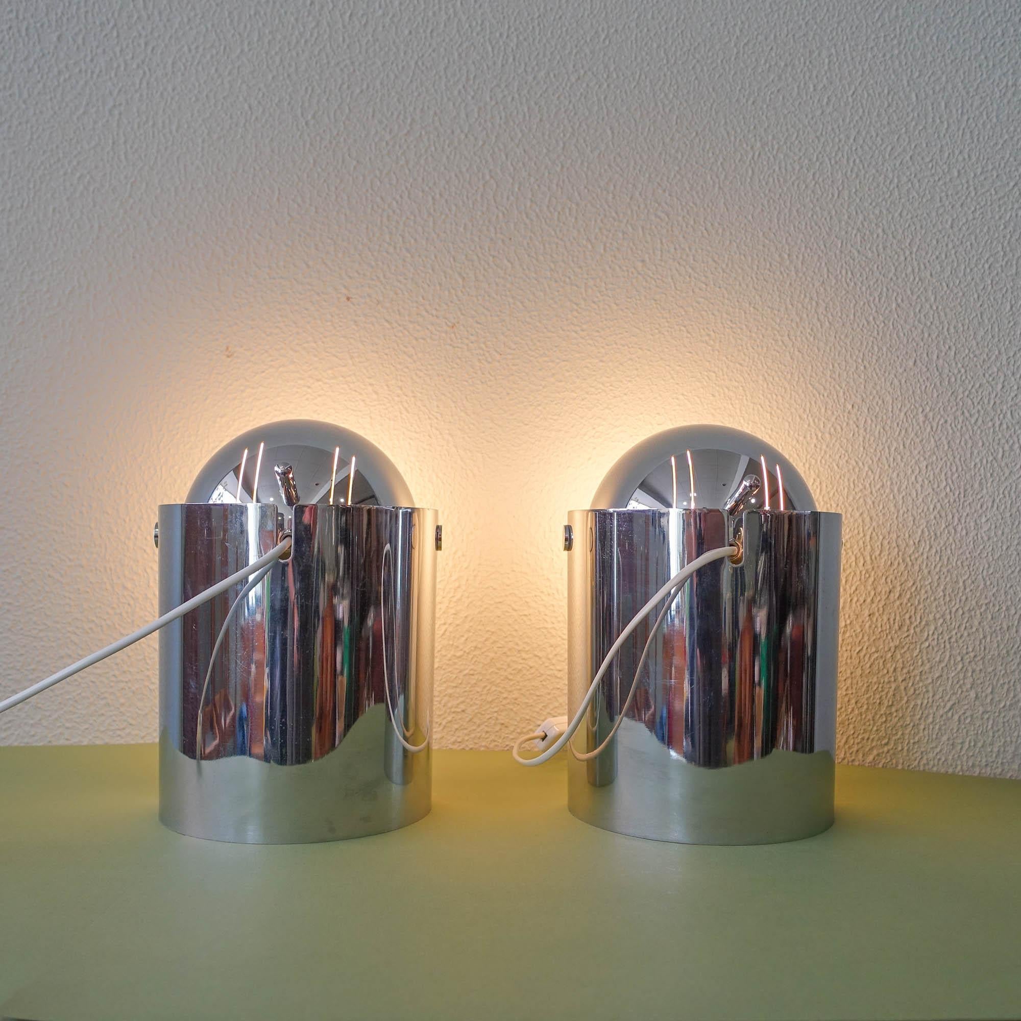 Metal Pair of Eyeball Reggiani Table Lamps, 1970's