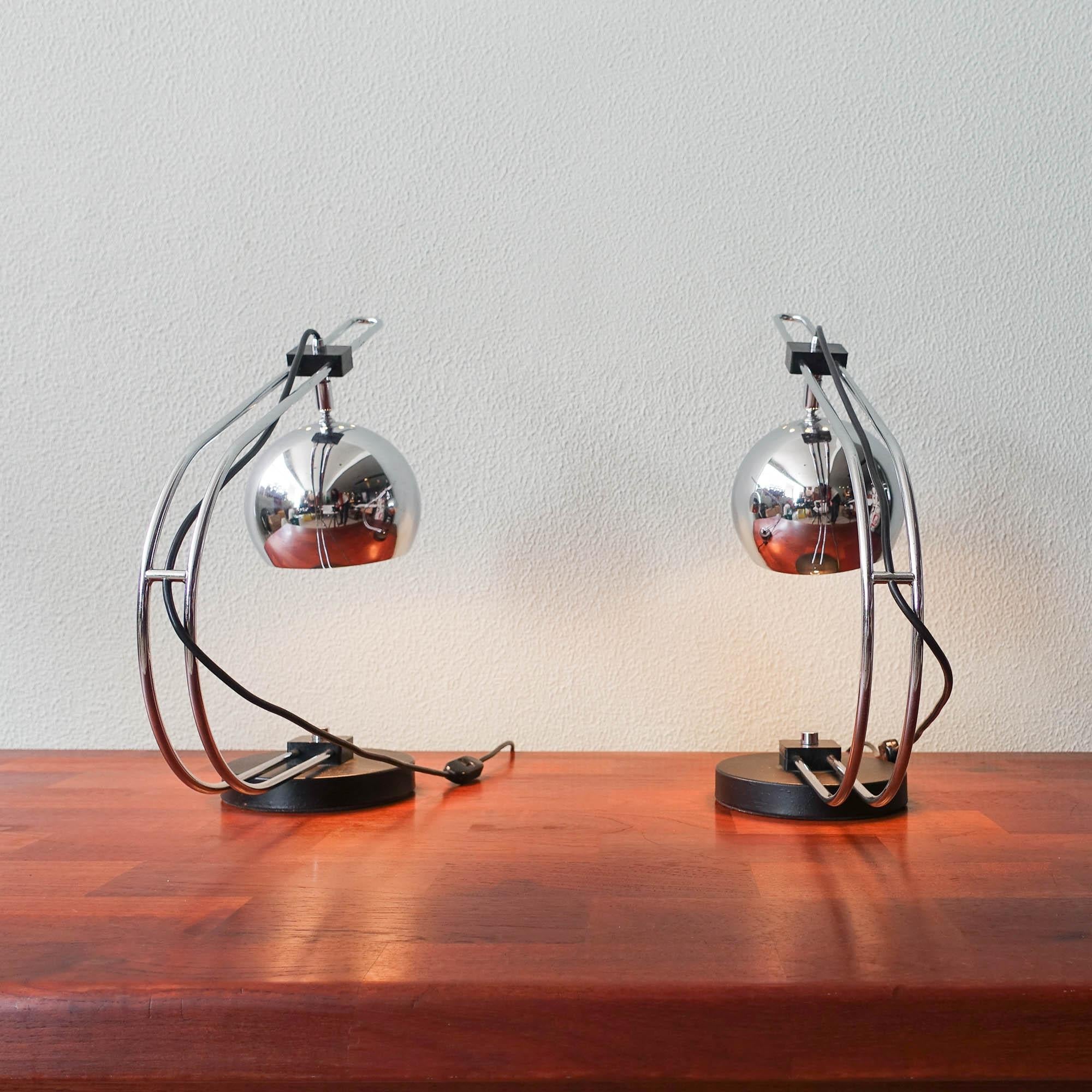 Pair of Eyeball Reggiani Table Lamps, 1970's In Good Condition In Lisboa, PT