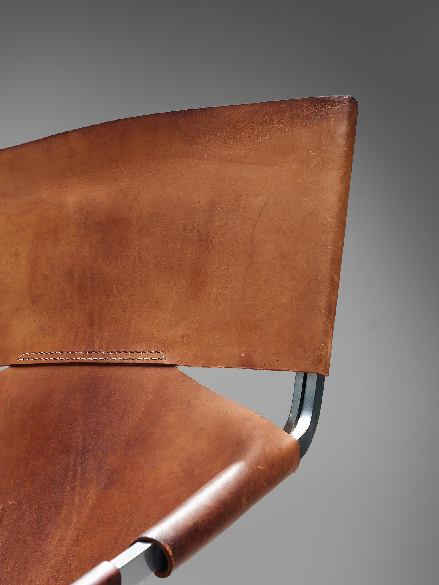 'F-444' Easy Chair in Cognac Leather by Pierre Paulin 3