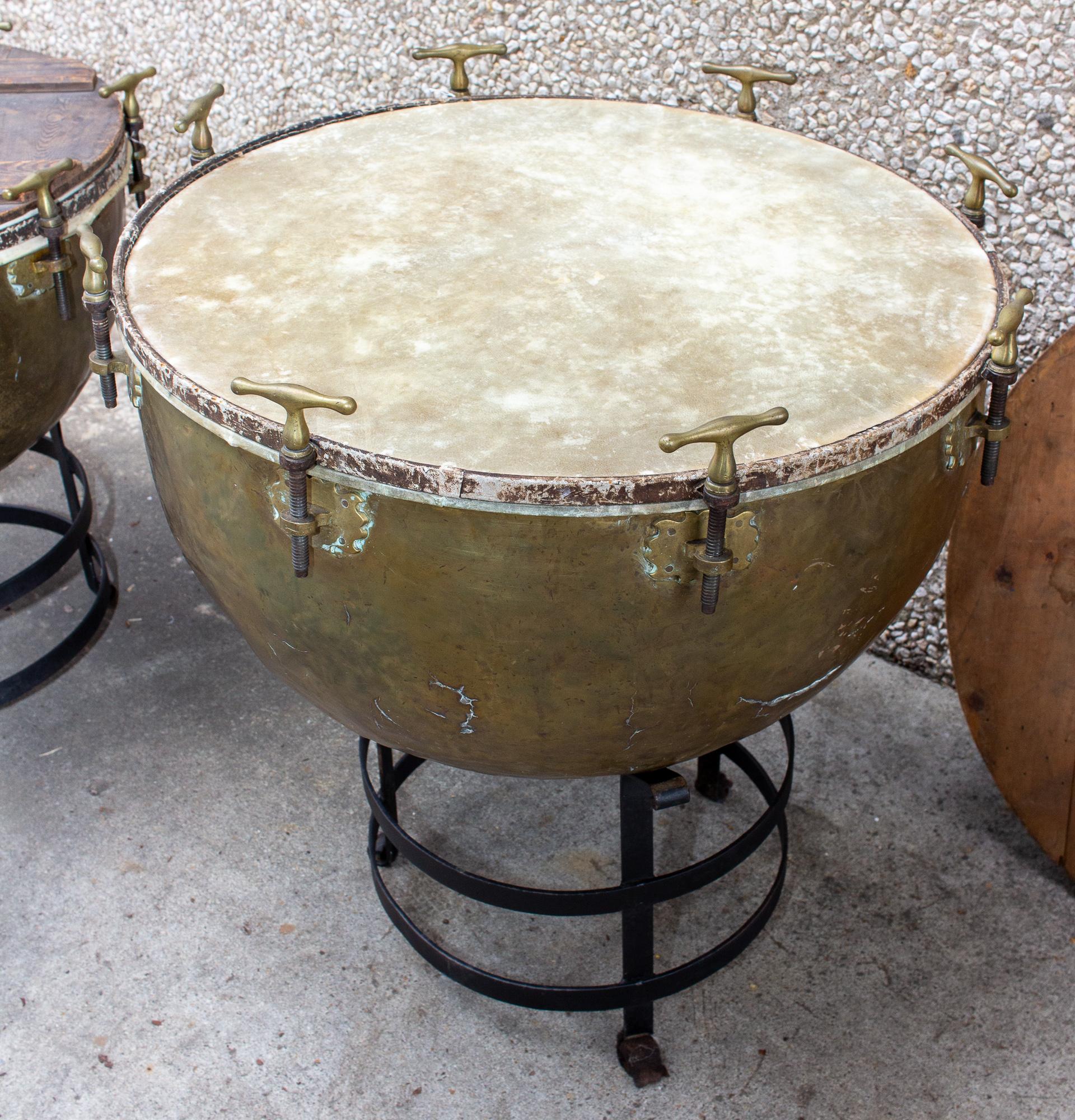 Pair of F. Van Cauwelaert 19th Century Belgian Timpani Drums and End Tables 6
