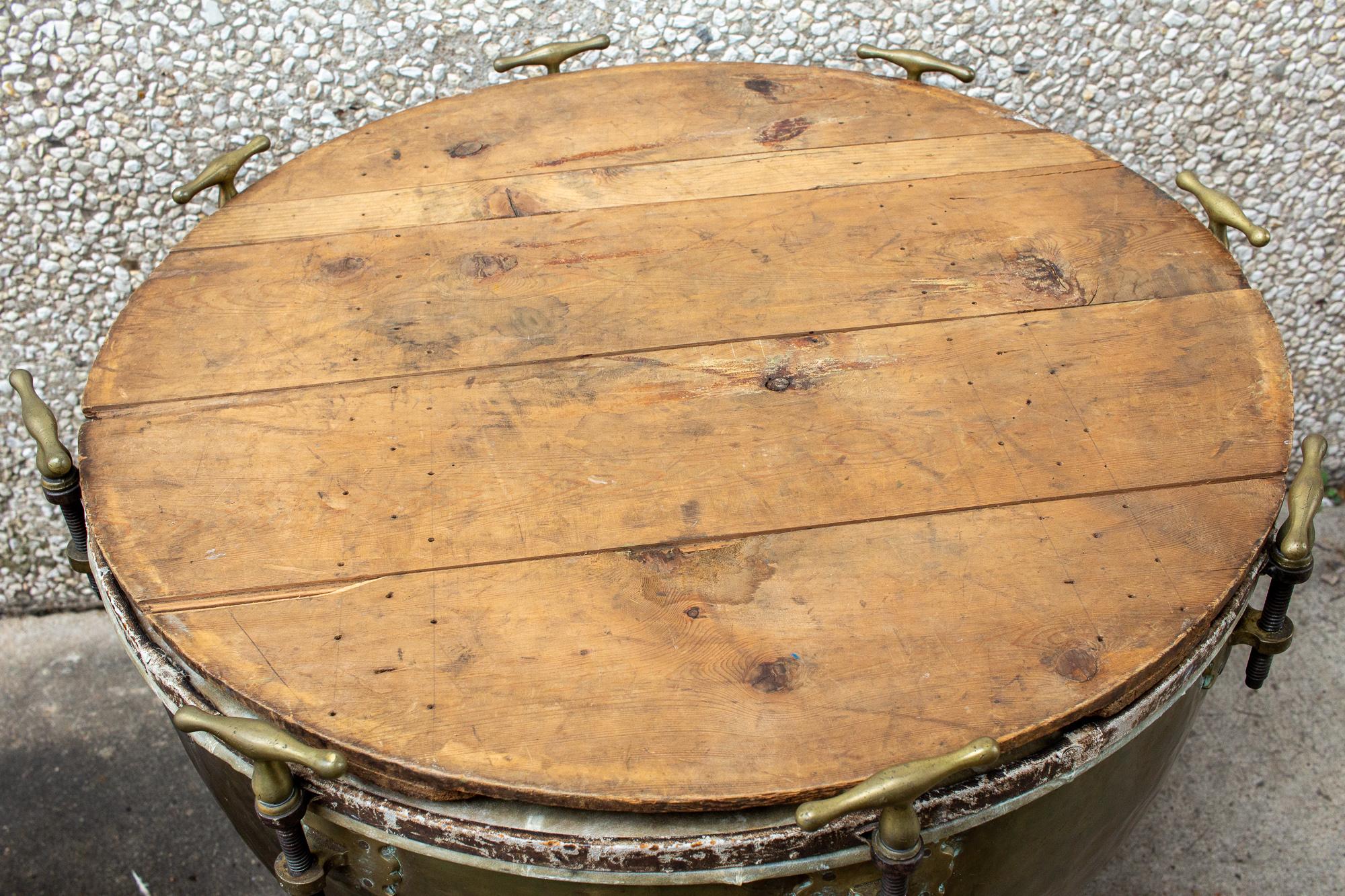 Pair of F. Van Cauwelaert 19th Century Belgian Timpani Drums and End Tables 1