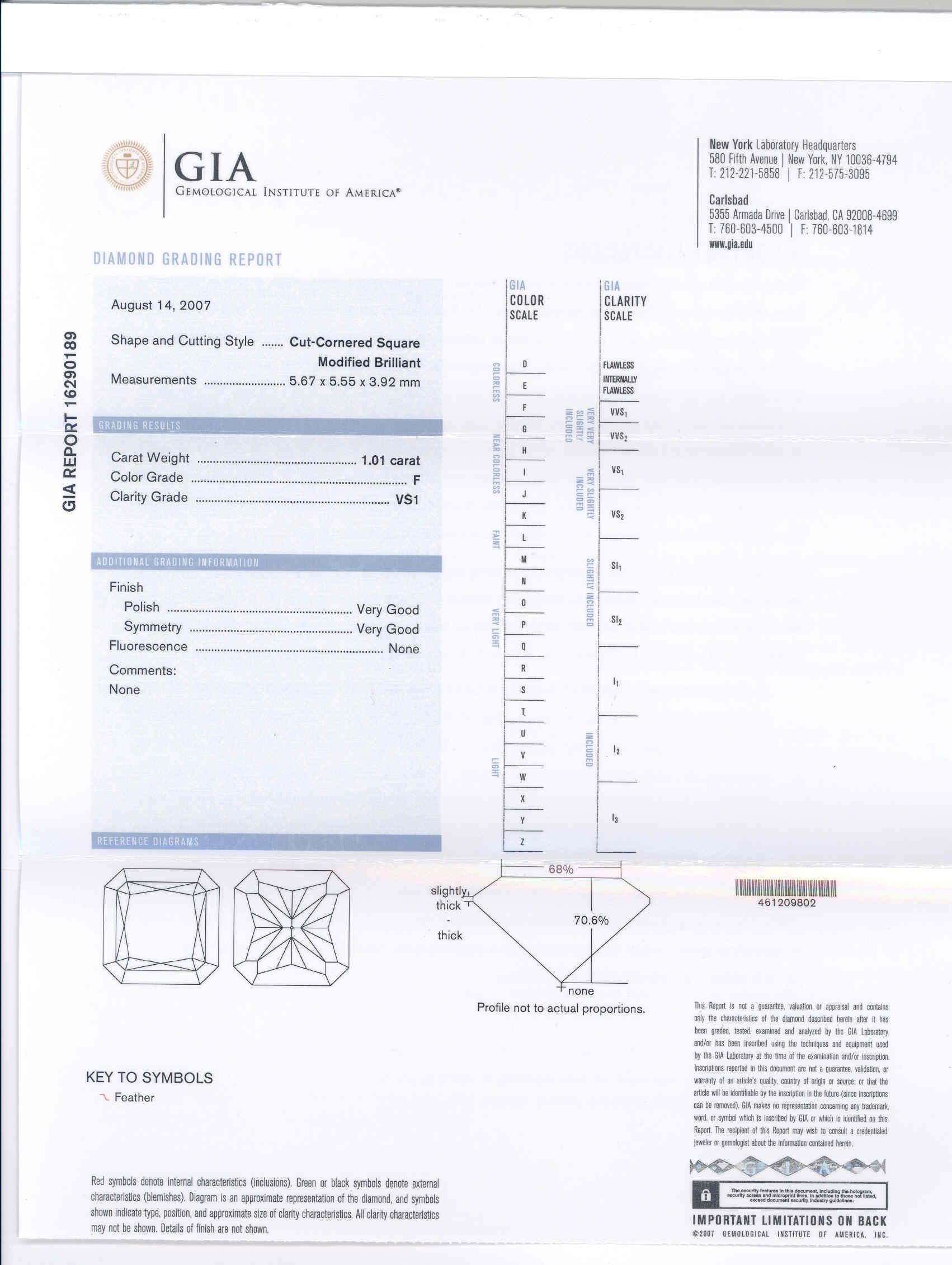 Paar F VVS1/VS1 Quadratische strahlende Diamanten 2,02 Karat in 18K Gold GIA zertifiziert im Angebot 2