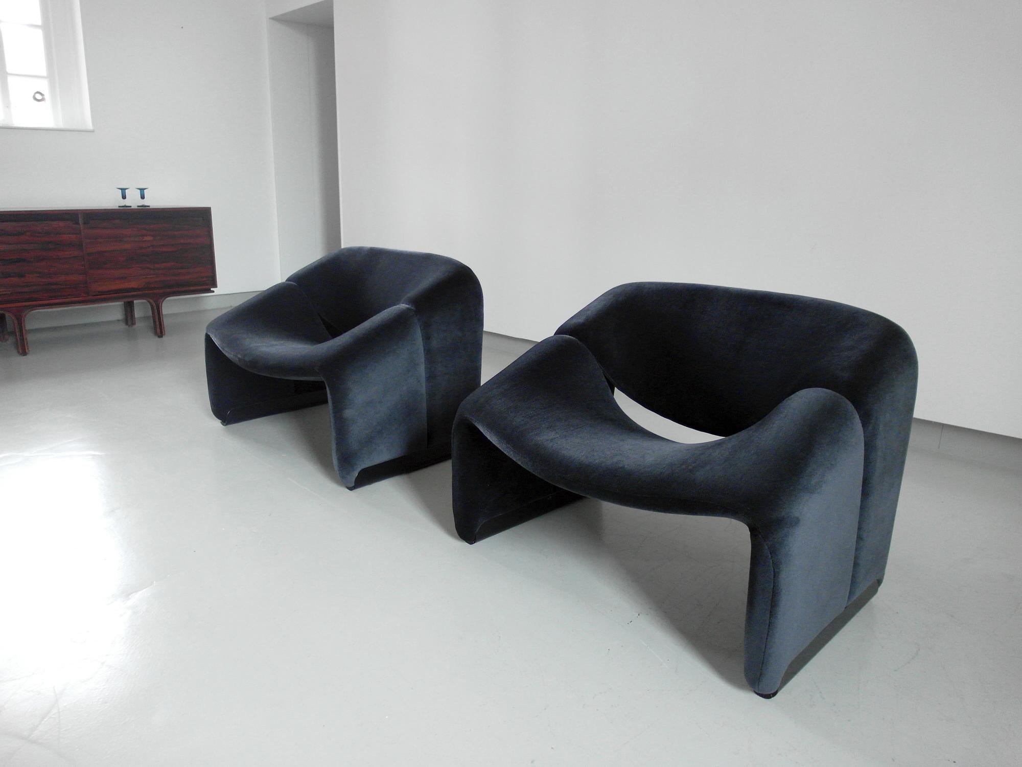 Pair of F598 Groovy Chairs in Velvet by Pierre Paulin for Artifort, 1973 6