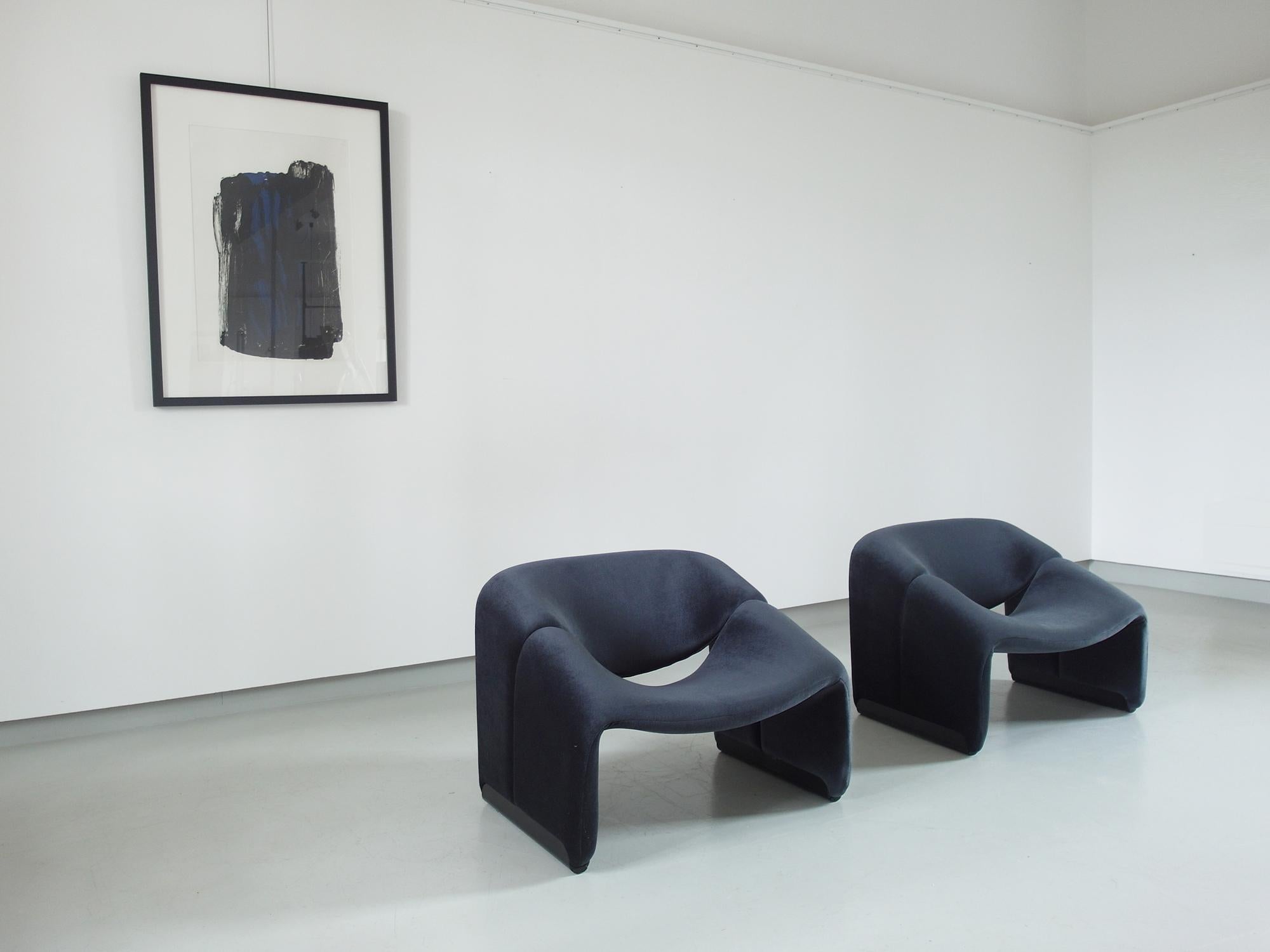 Pair of F598 Groovy Chairs in Velvet by Pierre Paulin for Artifort, 1973 8