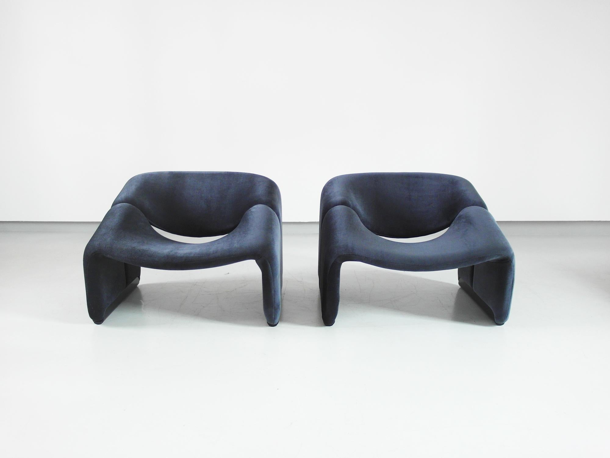 Pair of F598 Groovy Chairs in Velvet by Pierre Paulin for Artifort, 1973 In Good Condition In Woudrichem, NL