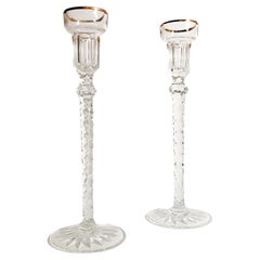 Pair of Fabergè Crystal Empire Candle Holders with 1920s Box