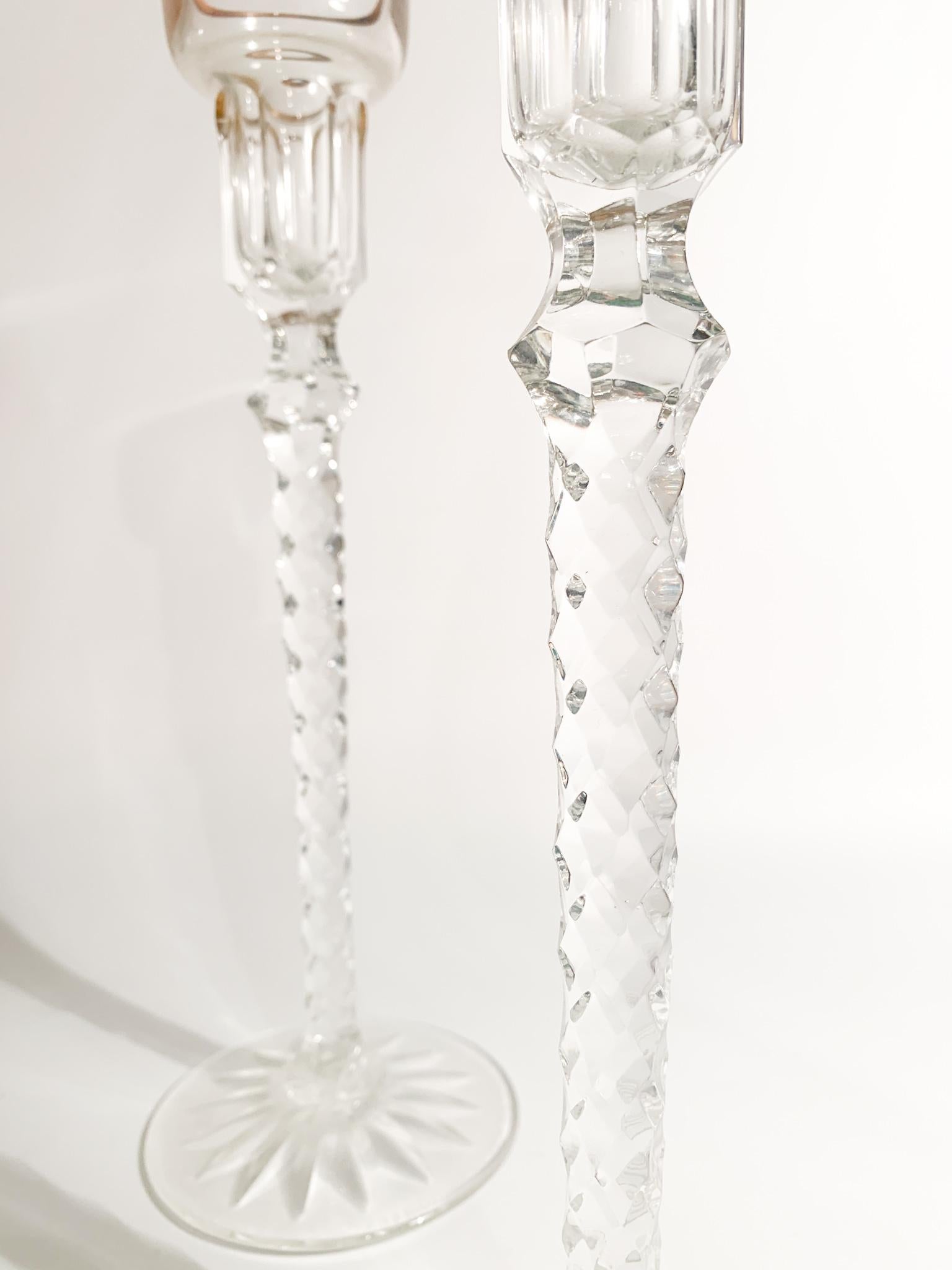 Pair of Fabergè Imperial Crystal Candlesticks Michael Palace 1940s 4