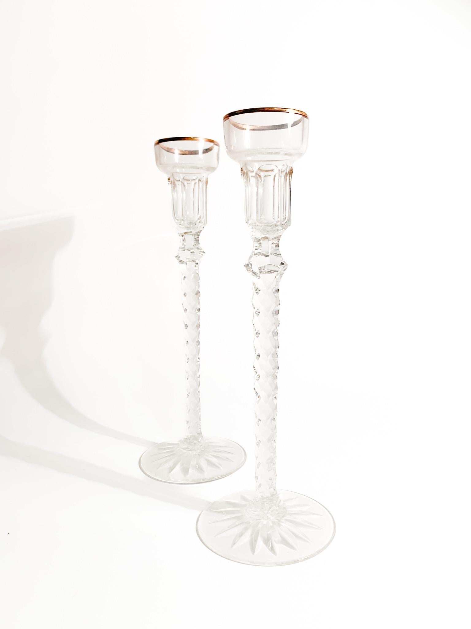 Pair of Fabergè Imperial Crystal Candlesticks Michael Palace 1940s 6
