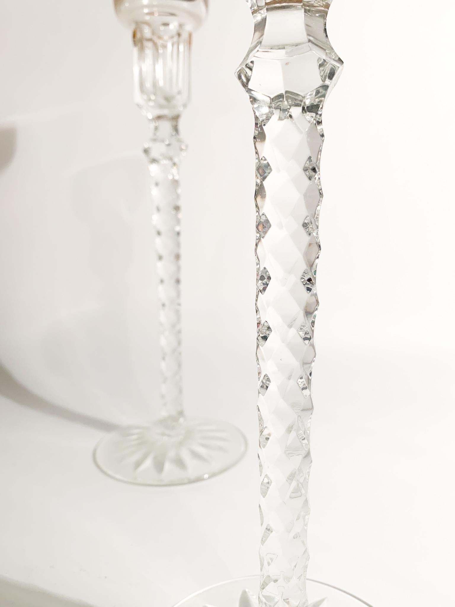 Pair of Fabergè Imperial Crystal Candlesticks Michael Palace 1940s 7