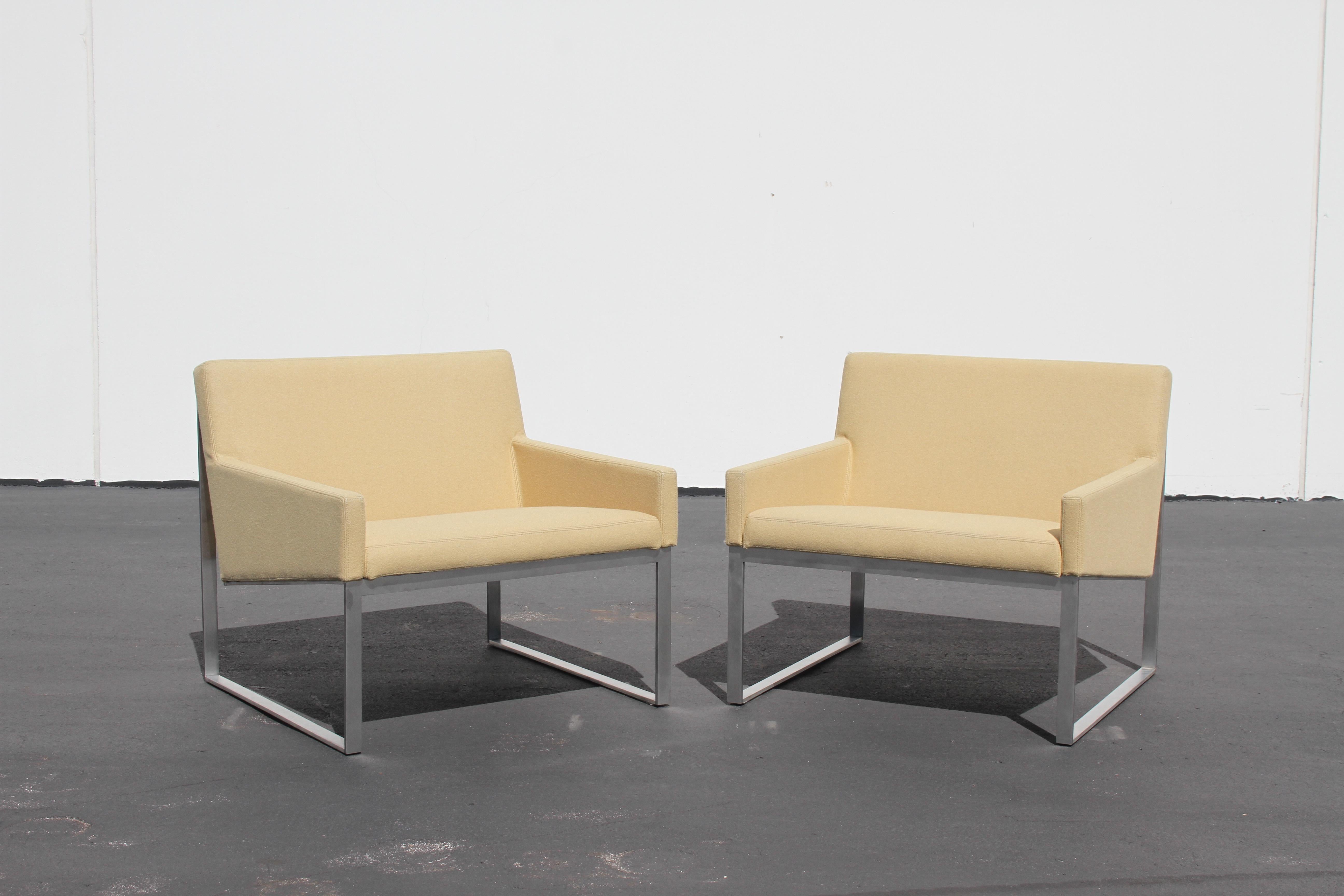 Upholstery Pair of Fabien Baron for Berhardt Design B.3 Lounge Chairs For Sale