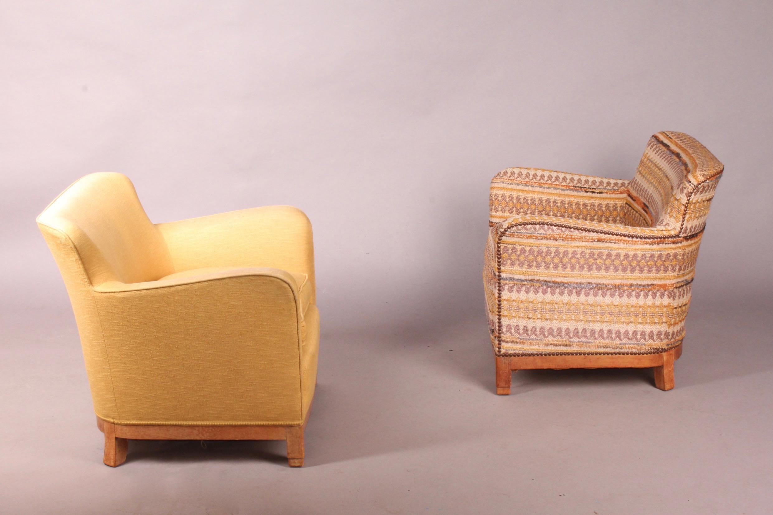 European Pair of Fabric Armchairs