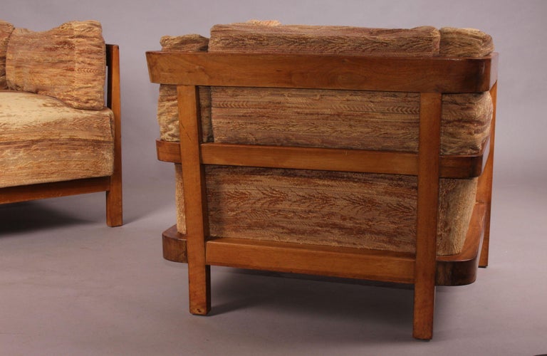 Pair of Fabrics and Wood Armchairs For Sale at 1stDibs