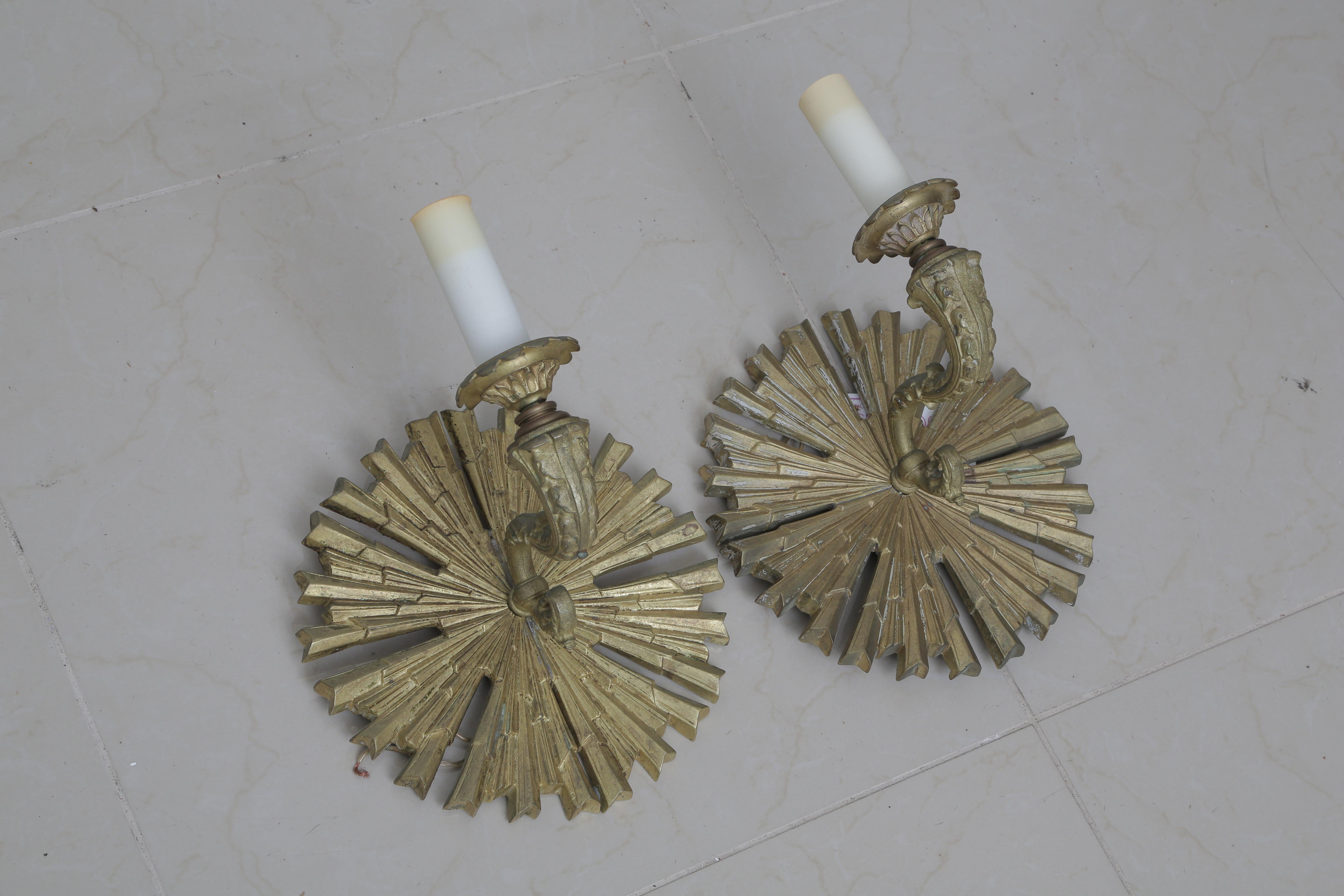Pair of fabulous Austrian bronze gold sconces and working wires are on.
