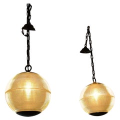 Pair of Fabulous Authentic Parisian Streetlight Spherical Pendants