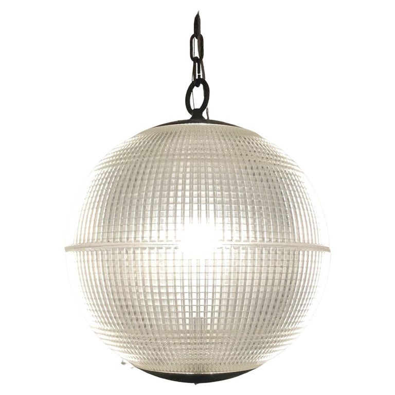Pair of Fabulous Authentic Parisian Streetlight Spherical Pendants For