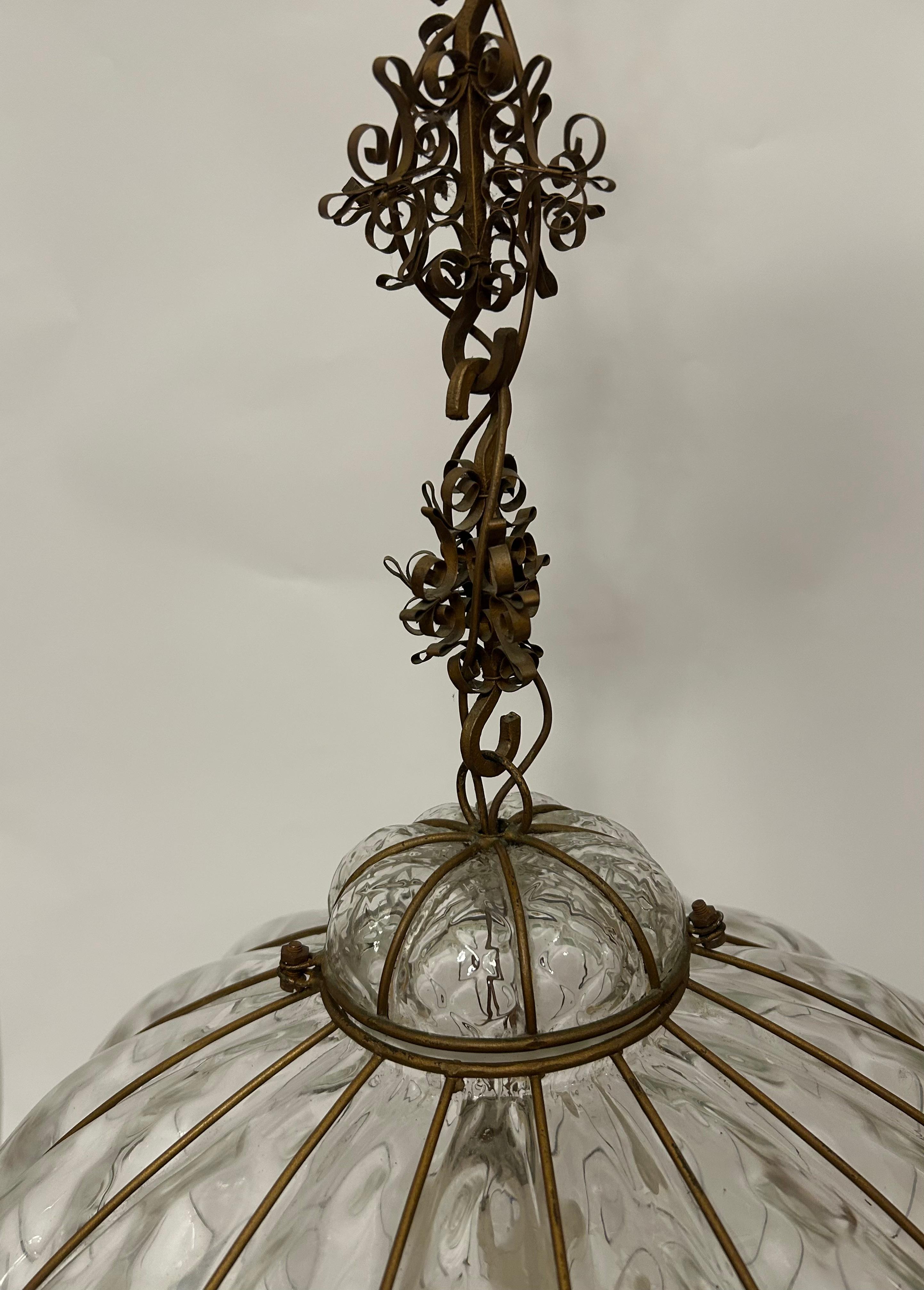 Pair of Fabulous Venetian Lanterns, Murano Glass, 1980's For Sale 7